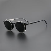 Ashlen TR90 Vintage Eyeglasses Frame With Sunglasses Clips Round Frames Southood Black with clips